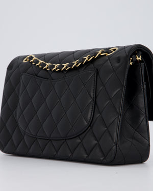 Chanel Black Medium Classic Double Flap Bag in Lambskin Leather with Gold Hardware