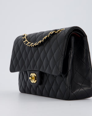 Chanel Black Medium Classic Double Flap Bag in Lambskin Leather with Gold Hardware