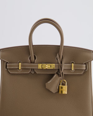 Hermès Birkin 25 Retourne Bag in Etoupe Togo Leather with Gold Hardware