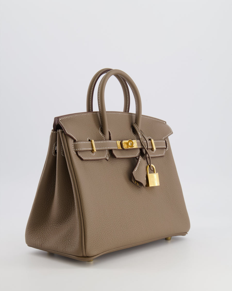 Hermès Birkin 25 Retourne Bag in Etoupe Togo Leather with Gold Hardware