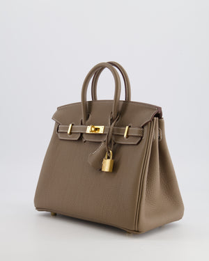 Hermès Birkin 25 Retourne Bag in Etoupe Togo Leather with Gold Hardware