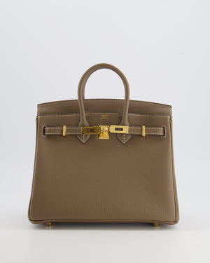 Hermès Birkin 25 Retourne Bag in Etoupe Togo Leather with Gold Hardware
