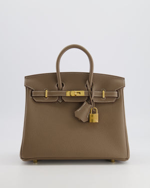 Hermès Birkin 25 Retourne Bag in Etoupe Togo Leather with Gold Hardware