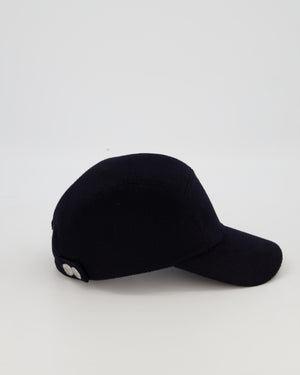 Hermès Navy Cashmere Nevada H Stripe Cap Size 58