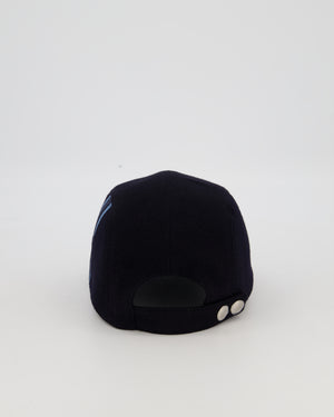 Hermès Navy Cashmere Nevada H Stripe Cap Size 58