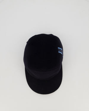 Hermès Navy Cashmere Nevada H Stripe Cap Size 58