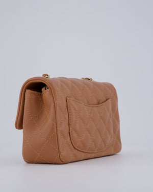 *HOT* Chanel Caramel Mini Rectangular Bag in Lambskin Leather with Champagne Gold Hardware