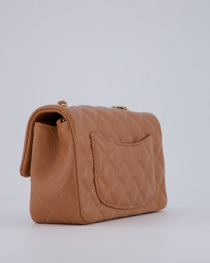 *HOT* Chanel Caramel Mini Rectangular Bag in Lambskin Leather with Champagne Gold Hardware