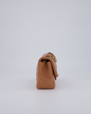 *HOT* Chanel Caramel Mini Rectangular Bag in Lambskin Leather with Champagne Gold Hardware