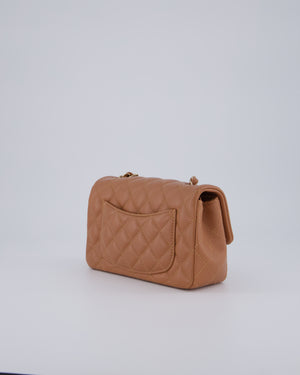 *HOT* Chanel Caramel Mini Rectangular Bag in Lambskin Leather with Champagne Gold Hardware