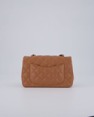 *HOT* Chanel Caramel Mini Rectangular Bag in Lambskin Leather with Champagne Gold Hardware