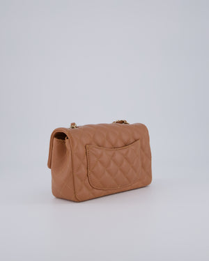 *HOT* Chanel Caramel Mini Rectangular Bag in Lambskin Leather with Champagne Gold Hardware