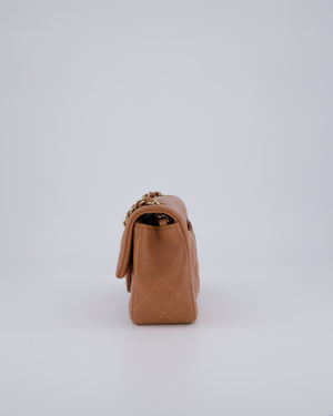*HOT* Chanel Caramel Mini Rectangular Bag in Lambskin Leather with Champagne Gold Hardware