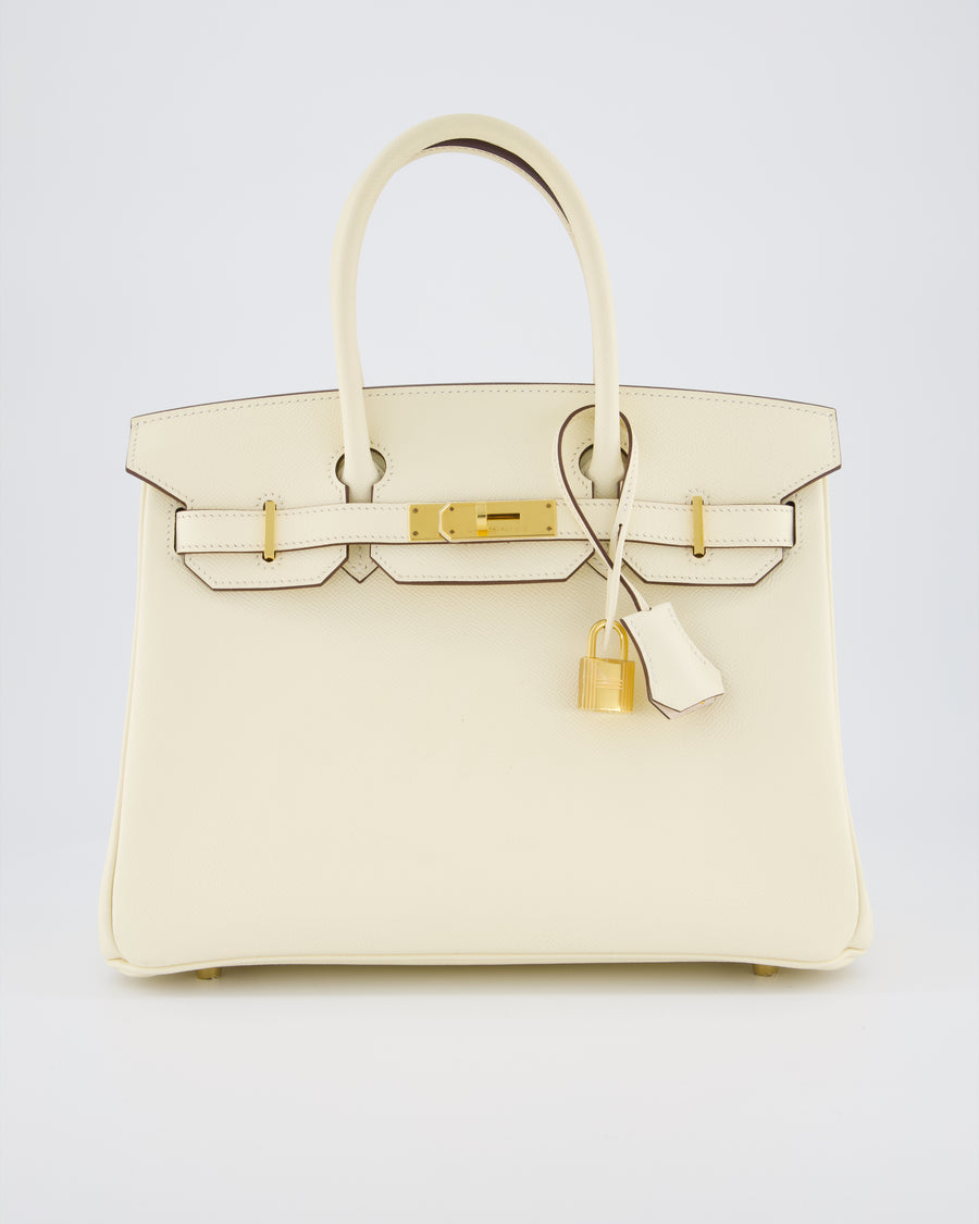 *HOT* Hermès Birkin 30 Retourne Bag in Nata Epsom Leather with Gold Hardware