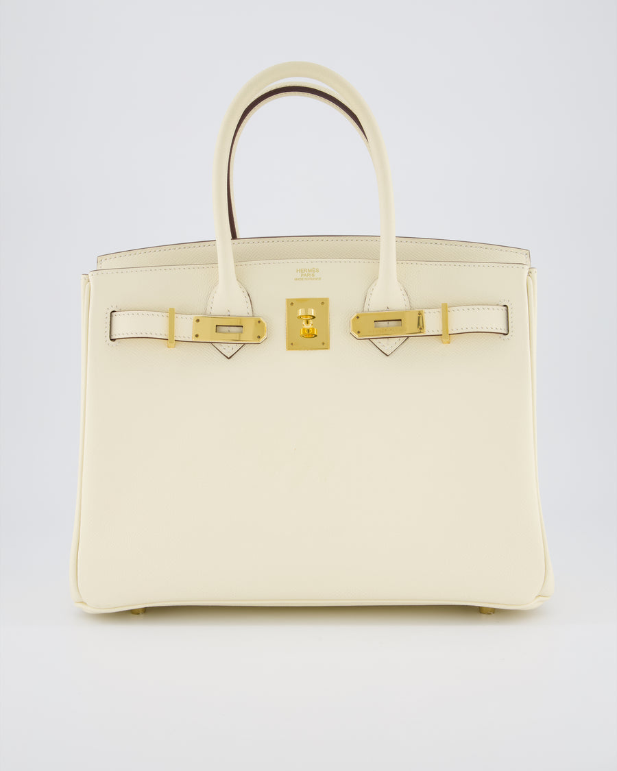 *HOT* Hermès Birkin 30 Retourne Bag in Nata Epsom Leather with Gold Hardware