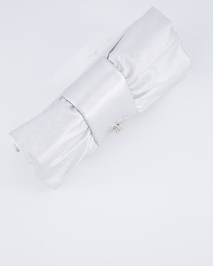 Chanel 25/P Metallic Silver Tie My Bow Clutch in Lambskin Leather with Silver Hardware