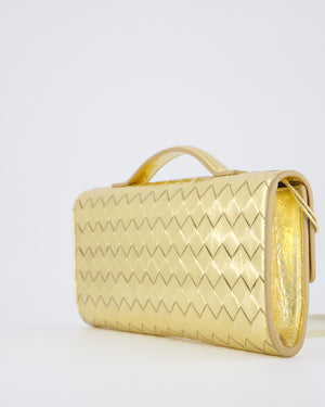 Bottega Veneta Gold Andiamo Intrecciato Leather Clutch Bag RRP £2,850