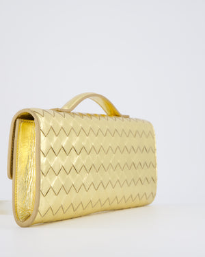 Bottega Veneta Gold Andiamo Intrecciato Leather Clutch Bag RRP £2,850