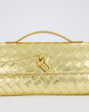 Bottega Veneta Gold Andiamo Intrecciato Leather Clutch Bag RRP £2,850