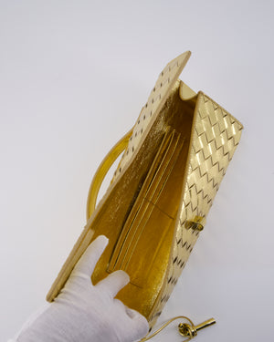 Bottega Veneta Gold Andiamo Intrecciato Leather Clutch Bag RRP £2,850