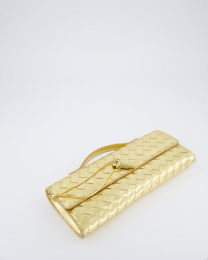 Bottega Veneta Gold Andiamo Intrecciato Leather Clutch Bag RRP £2,850