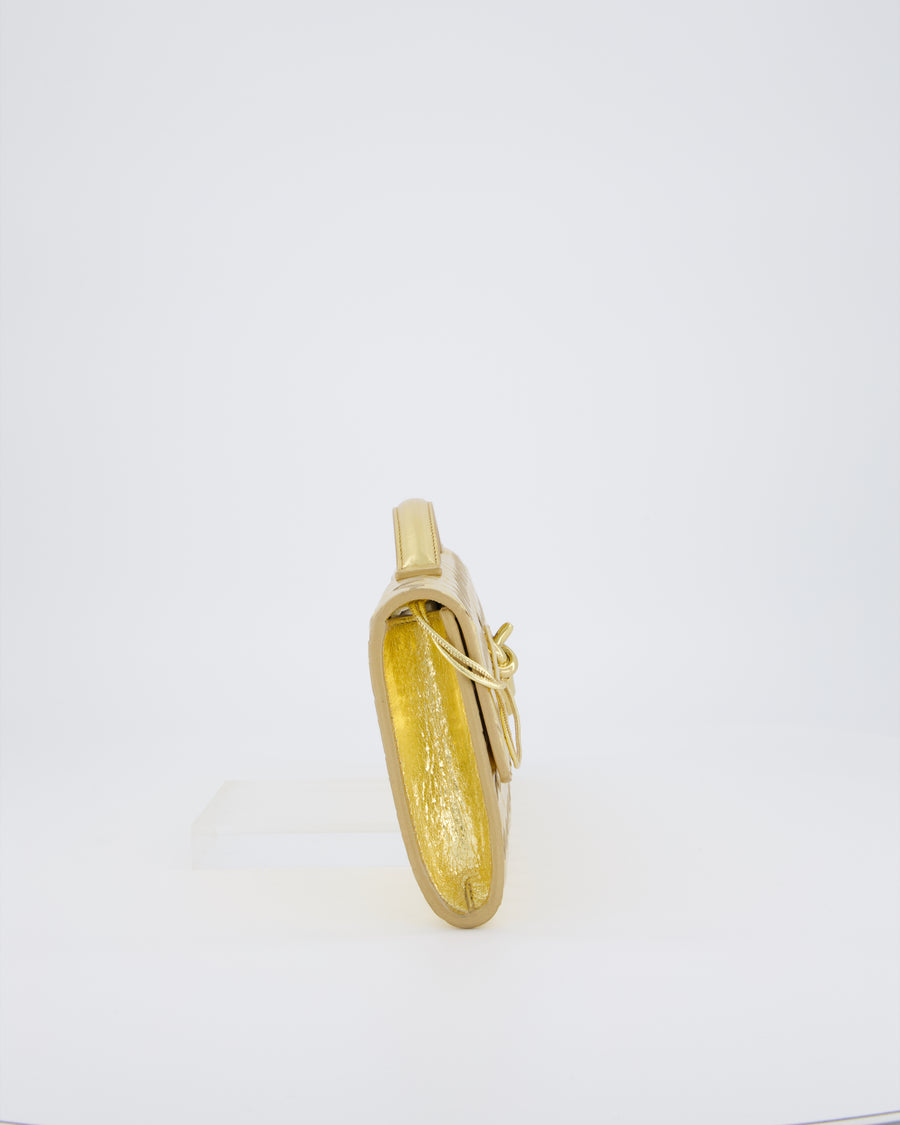 Bottega Veneta Gold Andiamo Intrecciato Leather Clutch Bag RRP £2,850