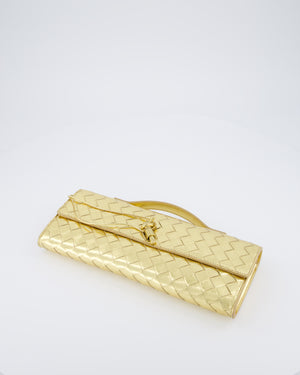 Bottega Veneta Gold Andiamo Intrecciato Leather Clutch Bag RRP £2,850