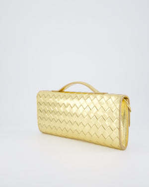 Bottega Veneta Gold Andiamo Intrecciato Leather Clutch Bag RRP £2,850