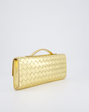 Bottega Veneta Gold Andiamo Intrecciato Leather Clutch Bag RRP £2,850