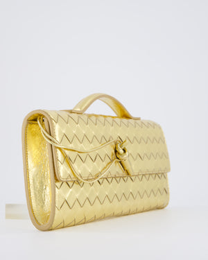 Bottega Veneta Gold Andiamo Intrecciato Leather Clutch Bag RRP £2,850