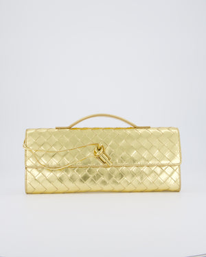 Bottega Veneta Gold Andiamo Intrecciato Leather Clutch Bag RRP £2,850
