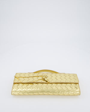 Bottega Veneta Gold Andiamo Intrecciato Leather Clutch Bag RRP £2,850