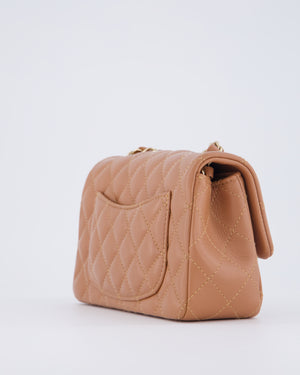*HOT* Chanel Caramel Mini Rectangular Bag in Lambskin Leather with Champagne Gold Hardware