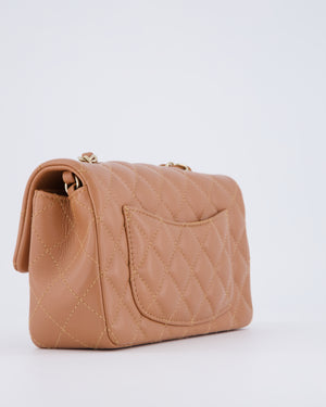 *HOT* Chanel Caramel Mini Rectangular Bag in Lambskin Leather with Champagne Gold Hardware