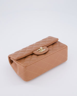 *HOT* Chanel Caramel Mini Rectangular Bag in Lambskin Leather with Champagne Gold Hardware