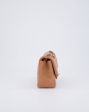 *HOT* Chanel Caramel Mini Rectangular Bag in Lambskin Leather with Champagne Gold Hardware