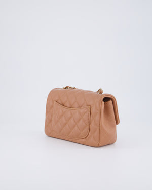 *HOT* Chanel Caramel Mini Rectangular Bag in Lambskin Leather with Champagne Gold Hardware