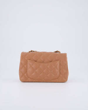 *HOT* Chanel Caramel Mini Rectangular Bag in Lambskin Leather with Champagne Gold Hardware