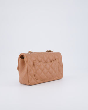 *HOT* Chanel Caramel Mini Rectangular Bag in Lambskin Leather with Champagne Gold Hardware