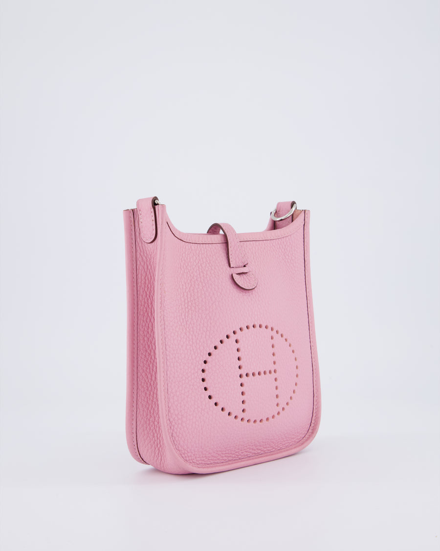 Hermès Mini Evelyne 16 Amazone Bag in Mauve Sylvestre Clemence Leather with Palladium Hardware