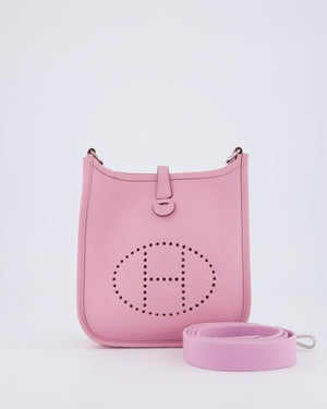 Hermès Mini Evelyne 16 Amazone Bag in Mauve Sylvestre Clemence Leather with Palladium Hardware