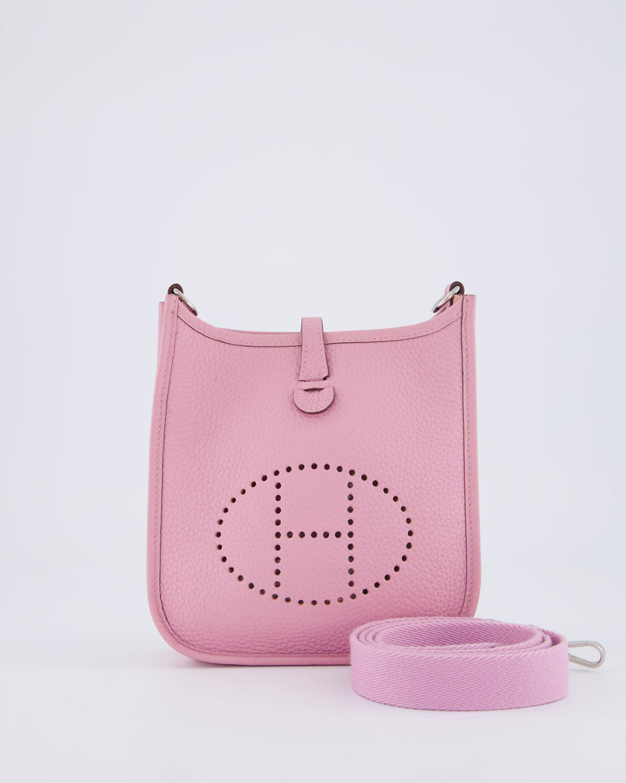 Hermès Mini Evelyne 16 Amazone Bag in Mauve Sylvestre Clemence Leather with Palladium Hardware