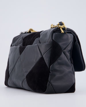 Chanel Black Medium 19 Quilted Flap Bag in Lambskin Leather & Suede with Mixed Hardware