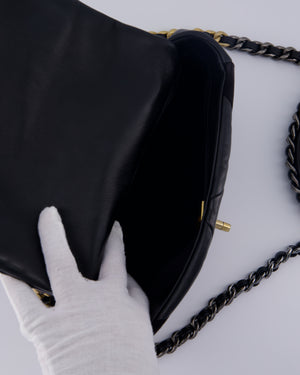 Chanel Black Medium 19 Quilted Flap Bag in Lambskin Leather & Suede with Mixed Hardware