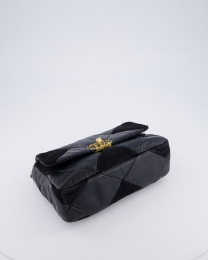 Chanel Black Medium 19 Quilted Flap Bag in Lambskin Leather & Suede with Mixed Hardware