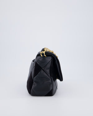 Chanel Black Medium 19 Quilted Flap Bag in Lambskin Leather & Suede with Mixed Hardware