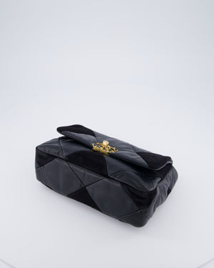 Chanel Black Medium 19 Quilted Flap Bag in Lambskin Leather & Suede with Mixed Hardware