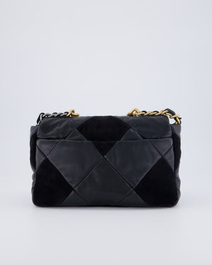 Chanel Black Medium 19 Quilted Flap Bag in Lambskin Leather & Suede with Mixed Hardware