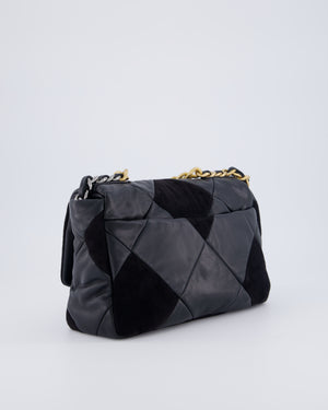 Chanel Black Medium 19 Quilted Flap Bag in Lambskin Leather & Suede with Mixed Hardware