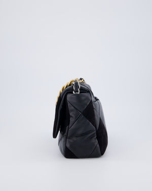 Chanel Black Medium 19 Quilted Flap Bag in Lambskin Leather & Suede with Mixed Hardware